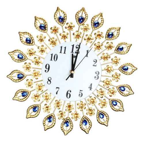 Reloj Mural Creativo De Pavo Real De Diamantes De Imitación