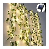  Cortina Enredadera Hoja Artificial 2x2 M Solar Led Cálida