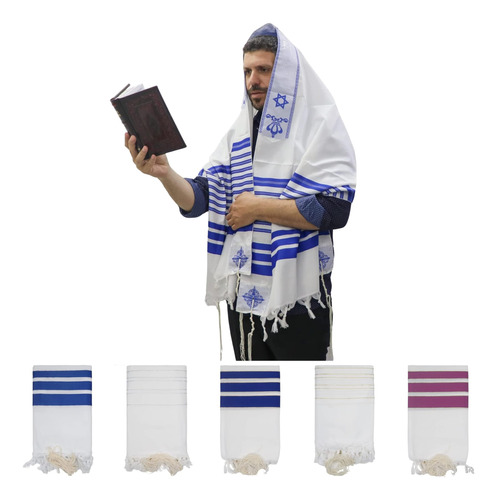 Chal / Talit De Oracion Ateret Judaica 72x24 Rayas Azules