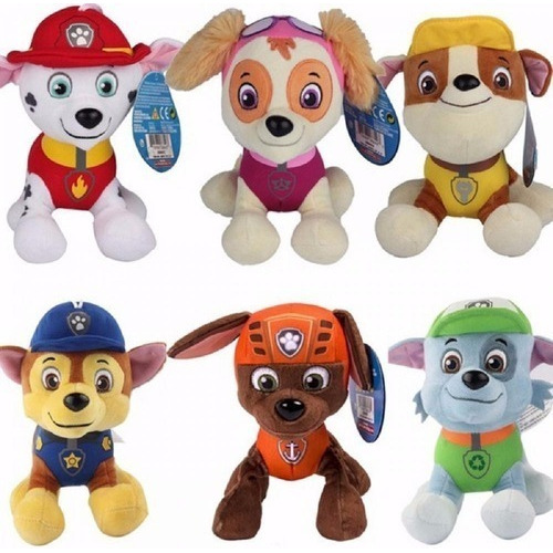 Coleção 6 Bonecos Pelúcia Patrulha Canina Musical Infantil