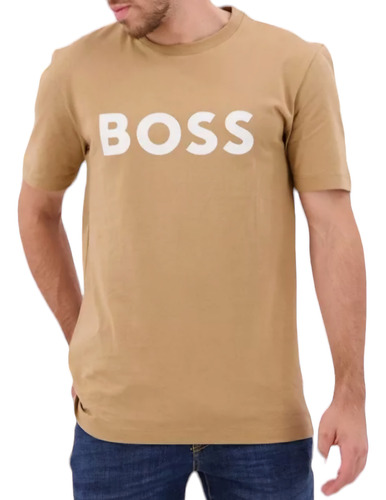 Remera Hugo Boss Logo Boss Beige