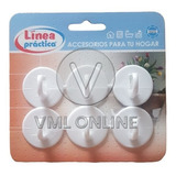 Perchas Ganchos Plasticos Adhesivos Redondos Pack X6 Unid