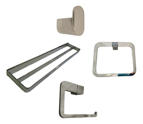 Kit De 4 Accesorios Cromo Para Baño