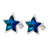 Aros Estrella De Plata 925 Con Cristal Regalo Mujer Mama 