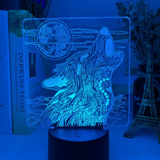 3d Lámpara Animal Lobo Luna Led Luz De Noche Para Decoración