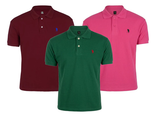 Kit 3 Camisa Gola Polo 12 Cores Atacado Revenda Produto Novo