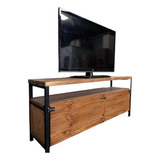 Rack Tv Hierro Y Madera Maciza