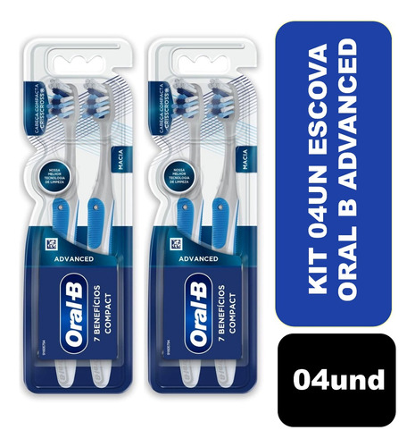 Kit 4 Un Escova Dental 7 Benefícios Compact Oral-b