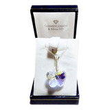 Colgante Flor Grande Cristal De Swarovski® Cadena Plata Caja