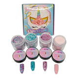 Coleccion Polvo Acrilico Para Uñas, 4 Pzas Wapizima Color Unicornio