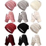 Toulite Juego De 6 Gorros Y Guantes De Punto Cálido Para Muj