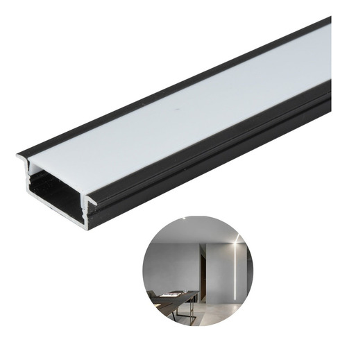 Perfil Slim P/ Fita Led 30x10mm Embutir Madeira Gesso 2mts