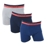 Boxer Pack X3 Hombre Lacoste Comfort Strech Elasticos Gris P