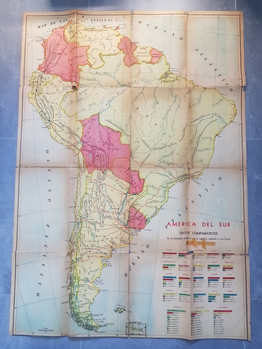 Antiguo Mapa Escolar América Del Sur. 51203.