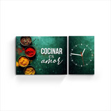 Reloj De Pared Cuadro Diptico Cocina Frases Cocinar Es Amor