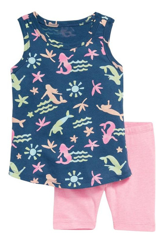 Set Niña Old Navy Polera Tipo Jersey Y Shorts Celeste