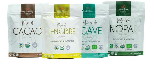 4 Pack Mix Cacao En Polvo, Inulina De Agave, Jengibre, Nopal