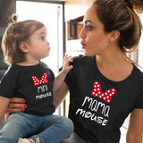 Pack 2 Poleras Mama E Hija Lazo Minnie Estampada Algodon