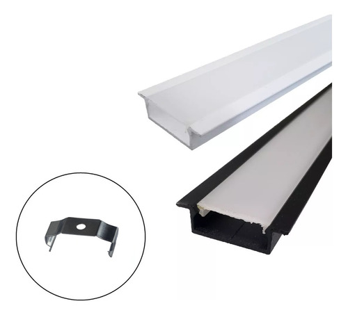 Perfil Embutir Slim 2m P/ Duas Fitas De Led 43mm Aluminio 