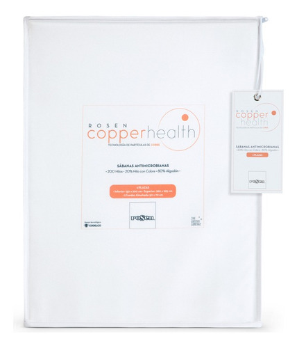 Rosen Sábana Copper Health 200 Hilos King Color Blanco