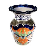 Florero De Talavera Poblana Barroca 25 Cm Jarrón Reina #9