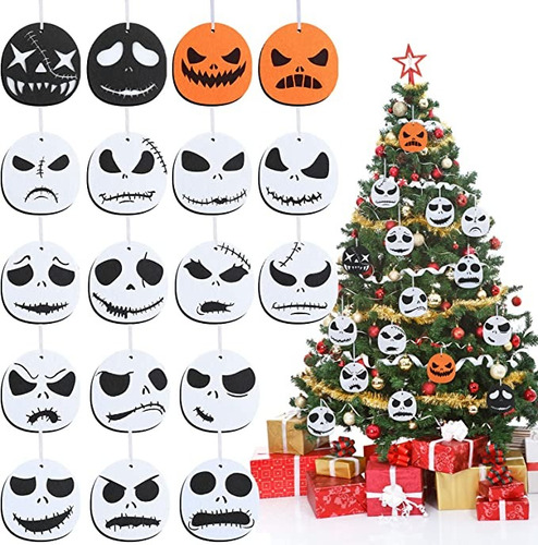 Adornos Navidad Jack Skellington Sally Fieltro 10 Esferas 