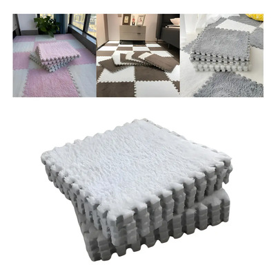 Tatame Infantil Tapete De Pelucia Para Criança Chão - 1,80m² Cor Branco | Parcelamento sem juros