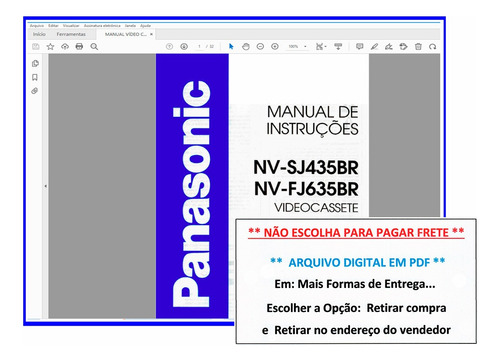 Manual Vídeo Cassete Panasonic Nvsj435br Nvfj635br Em Pdf