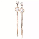 Aretes Acero Inoxidable Largos Oro Rosa Mujer Swarovski 