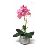 Orquidea Artificial Con Maceta De Ceramica Plata