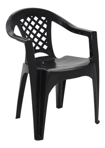 Cadeira Plastica Com Braços Tramontina Iguape Br - Preto