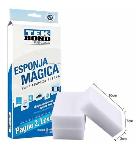 Kit 3 Pacotes Esponja Mágica Limpeza Pesada C/ 3  Tekbond.