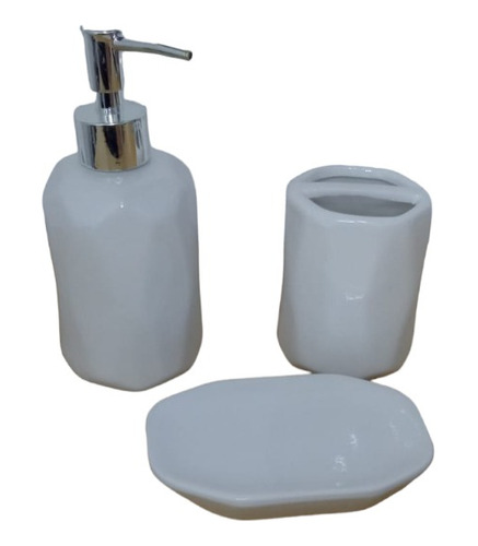 Set De Baño X3 Piezas Cerámica Dispenser Jabonera Master