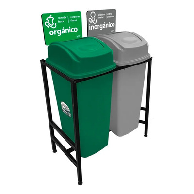 Centro De Separación De Basura Cap. 80 L Orgánico Inorgánico Color Verde\u002FGris | Envío gratis