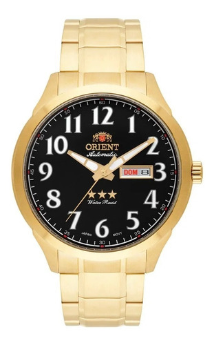 Relógio Masculino Dourado Orient Automático Data Original+nf