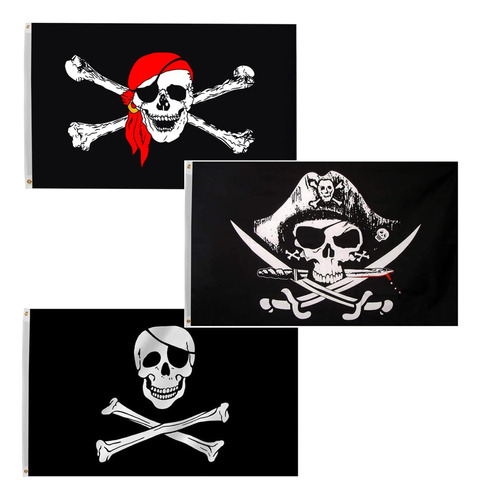 Time Roaming Bandera De Poliéster Pirata Jolly Roger De 3 X 