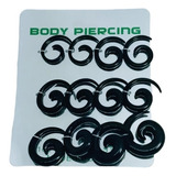 Piercing Alargador Espiral Preto 3mm 4mm 5mm 6mm 7mm 8mm