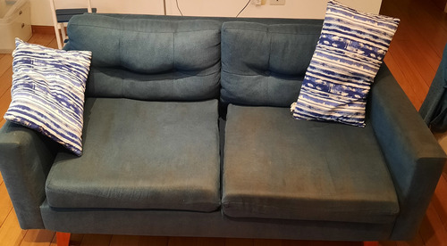 Sofa 2 Cuerpos Chenille Azul 