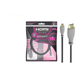 Cabo Micro Hdmi X Hdmi 2 Metros Blindado 2.0 Ethernet 2m 4k