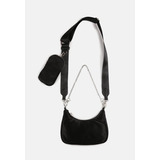 Bolso Doble Cross Body De Satín Negro