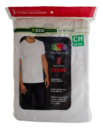 Fruit Of The Loom Playera Cuello Redondo Cab 3 Pack Mod 2727