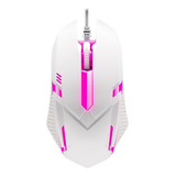 Mouse Blanco Gamer Led Alámbrico Usb Respiración Luz Ratón