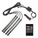 Luces Led Decorativas Para Interior Del Carro Sensor Ritmico Luz Rgb Control Remoto