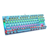 W Teclado Mecanico Gamer Azul Usb Aestilo Retrocon Con Luz