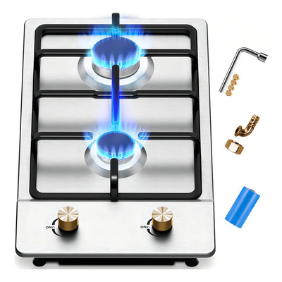Parrilla De Gas Estufa De Acero Inoxidable Con 2 Quemadores Adaptable a Gas LP o Gas Natural Cocinas Uso Empotrable\u002FDe Pie Con Bateria | Envío gratis