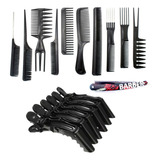 Kit Presilhas Crocodilo Jacaré E 10 Pentes De Corte Cabelo