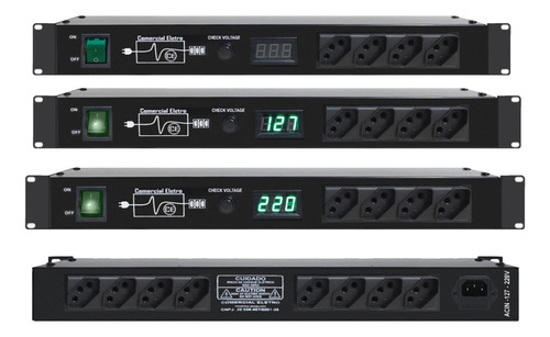 Regua De Ac Padrão Rack 19 Com 12 Tomadas 10a 1250 / 2500w