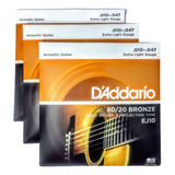 Cuerdas Guitarra Electroacustica Daddario Ej10 Tripack