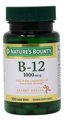 Natures Bounty Vitamina B12 Energia 1000 Mcg 100 Tabletas