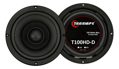 Par De Alto Falante Taramps T100 Hd-d 04 Pol 50w Rms 4 Ohms Cor Preto